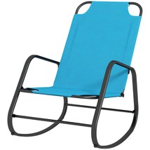 Outsunny Garden Rocking Chair: Outdoor Indoor Sling Fabric Rocker Blue - $99.99