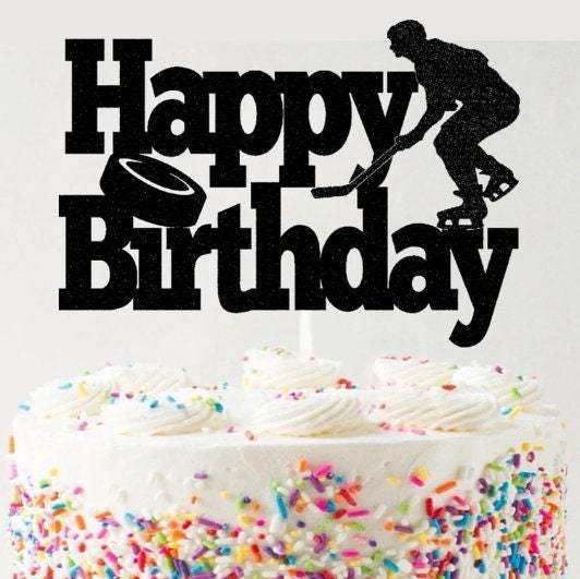 Hockey Happy Birthday Cake Topper | Theme Birthday Cake Topper | Customi... - $8.00