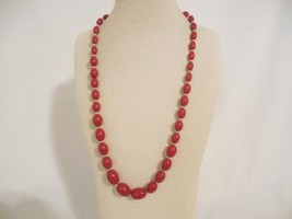 Department Store  22.5" Silver Tone Red Beaded Strand Necklace F550 - $12.47