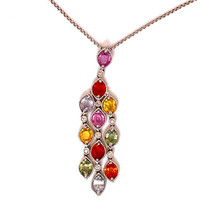 Natural Rainbow Sapphire Diamond 14K Gold Necklace Sapphire Pendant Make... - $5,360.66