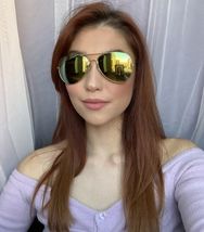 New Aviator Gold Green Pilot Mirrored Men's Women’s Sunglasses . - $9.99