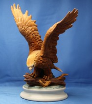 Large Porcelain Eagle statue 11 inches Landing on a Piece of a Tree - £16.37 GBP