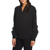 NWT Womens Size Small Nordstrom 1.STATE Black Ruffle Slit Back Blouse Top - £22.28 GBP