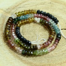 Natural Tourmaline Faceted Rondelle Beads 4MM Loose Gemstone Making Jewelry 13&#39;&#39; - £13.59 GBP