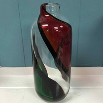 Dale Tiffany Favrile Hand Blown Art Glass 10” Vase Green Red Black Clear - £42.20 GBP