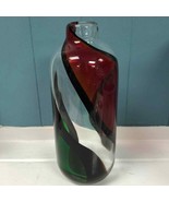 Dale Tiffany Favrile Hand Blown Art Glass 10” Vase Green Red Black Clear - $1,025.46 MXN