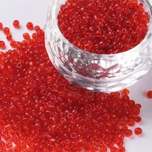 1 pound Glass Seed Beads, Transparent, Round Red 6/0  4mm   SD24 - £6.35 GBP