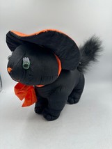 Vtg Halloween Black Cat Puffy Nylon Stuffed Plush 1993 International Silver READ - £14.15 GBP