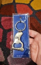 Hawaii Foot Bottle Opener Keychain Silvertone Metal Dolphin Souvenir Keyring  - £14.09 GBP