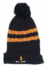 NEW Polo Ralph Lauren Winter Hat!  Navy or Purple  Stripe  Polo Player  ... - £31.69 GBP