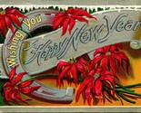 Vtg Postcard 1909 Postcard Embossed Horseshoe - Wishing You A Happy New ... - $5.31