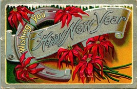 Vtg Postcard 1909 Postcard Embossed Horseshoe - Wishing You A Happy New Year - £4.79 GBP
