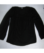 Long Sleeve Tunic Top Women Lace Square Neck T Shirt Solid Black Flowy B... - $183.17 MXN