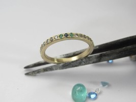 Engagement ring. 14K Yellow gold ring with 0.31ct&#39; Gray Diamond and 3 Emeralds.  - £1,172.50 GBP