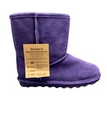 BEARPAW Shearling Boots Youth Size 5 Purple Solid Suede Leather Faux Fur... - $41.72