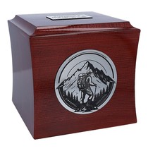 Urn with mountains Unique urn for human ashes Adult size urn Wood ashes box - £126.38 GBP+