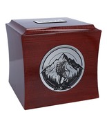 Urn with mountains Unique urn for human ashes Adult size urn Wood ashes box - $164.41+