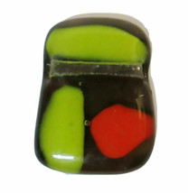  Art Glass Abstract Green &amp; Red Orange Oblong Focal Bead Slide Pendant  - £6.64 GBP