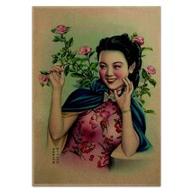 Girl w Blue Cape Poster Vintage Reproduction Print Chinese Shanghai Lady Ad Art - £4.01 GBP+
