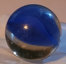 Vintage Shooting Marble Clear Bubbles Blue Ribbon Star Shape Cats Eye  - $11.99