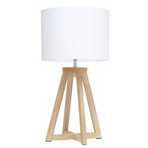 Simple Designs LT1069-NWH Interlocked Triangular Natural Wood Table Lamp with Wh - £35.16 GBP