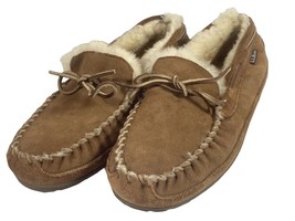 Mens L.L.Bean Slippers Wicked Good Sheepskin Shearling Lined Moccasin Tan Size 9 - £31.62 GBP