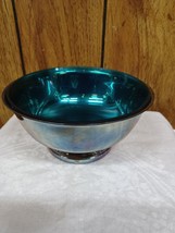 Gorham Silver YC 779 Footed Serving Bowl 6 1/2" Blue Glass Insert Made In Sweden - $74.24