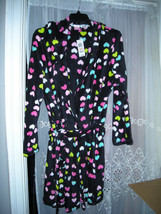 Nwt 2 X Jenni By Jennifer Moore Plus Size Hooded Short Robe Hearts Black - £25.11 GBP