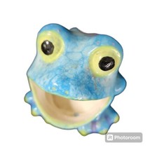  Vintage Ceramic Scrubber Frog Open Wide Mouth Blue Green Sponge Soap Ho... - £22.10 GBP