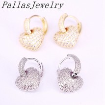 5Pairs, earrings for women pave cz heart Hoop Earrings Gold silver color trendy  - £43.02 GBP