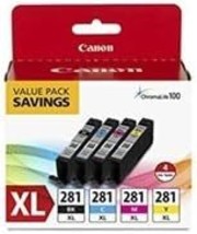 Canon Cli-281 Xl Black, Cyan, Magenta And Yellow 4 Ink Pack, Ts6220 Series - $96.99