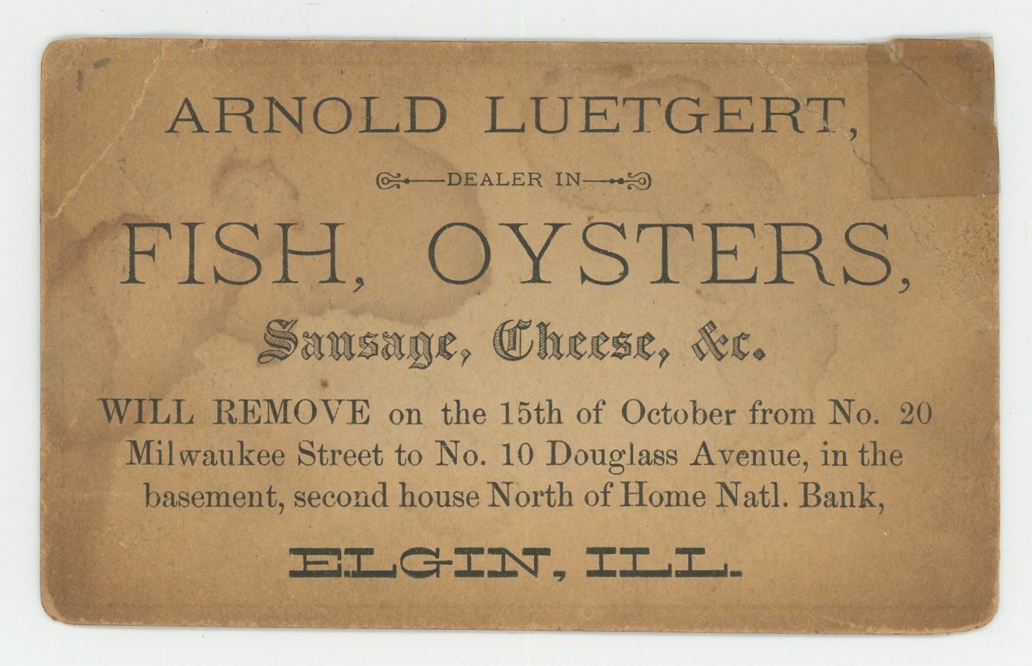 Arnold Luetgert Elgin IL Victorian puzzle trade card oysters antique advertising Item image 2