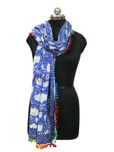 72x40&quot; Women Neck Scarf Hand Block Printed Scarves Wrap 100% Cotton Fabric Scarf - £15.75 GBP
