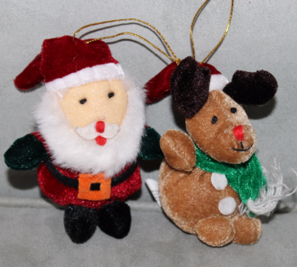 OTC 4" Christmas Ornaments Plush Santa and Reindeer - $4.99