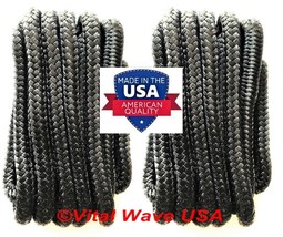 (2) USA Made Premium 1/2 in x 15 ft Black Nylon Boat Yacht Dock Line Marine Rope - £60.18 GBP