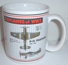 ceramic coffee mug: Airplanes of WWII: P-51, Spitfire, B-17; made in Korea - $15.00