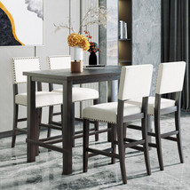 5-Piece Counter Height Dining Set, Classic Elegant Table and 4 Chairs - £469.26 GBP