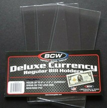 3 Loose BCW Deluxe Regular Dollar Bill Currency Semi Rigid Holder Sleeve - $2.25