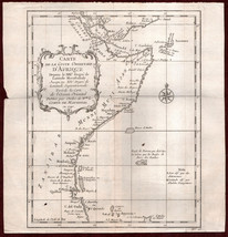1740 Carte De La Coste Orientale D&#39;Afrique Gulf of Aden to Cape Delgado Map B... - £47.14 GBP
