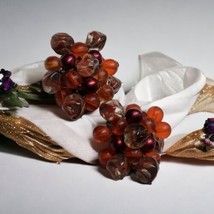 Vintage Clip On Earrings Oranges Beaded Cluster Made in Western Germany - $13.30 CAD