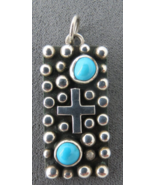 Sterling Akee Douglas Navajo Silver Drops Design Pendant Turquoise Accen... - £153.34 GBP