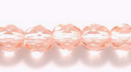 6mm Fire Polish, Transparent Pink, Czech Glass Beads 50 peach - £1.37 GBP