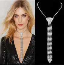 Neck tie necklace stunning silver plated celebrity design vintage look new ggg49 - £24.10 GBP