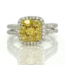 0.96ct Natural Fancy Intense Yellow Diamonds Engagement Ring 18K Solid Gold - £2,570.68 GBP