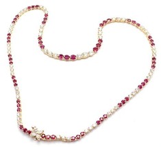 Rare! Authentic Tiffany &amp; Co Victoria 18k Yellow Gold Diamond Ruby Necklace - £31,974.23 GBP