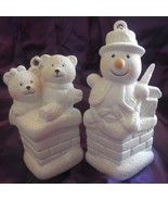 2 vintage avon winter frolic christmas ornament bears snowman unused spa... - £12.84 GBP