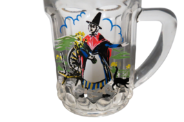 Vintage Hand Painted Witch Mini Glass W/Handle 2.5&quot; Tall 2&quot;Diameter Gold... - £7.73 GBP