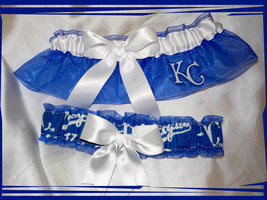 Kansas City Royals Blue Organza Fabric Ribbon Wedding Garter Set   - $30.00