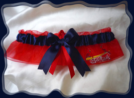 St Louis Cardinals Red Organza Navy Ribbon Bow Wedding Garter Keepsake - £11.72 GBP