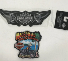 Harley Davidson Nags Head NC Sew-on Patches Embroidery Grey Black Classi... - £11.69 GBP